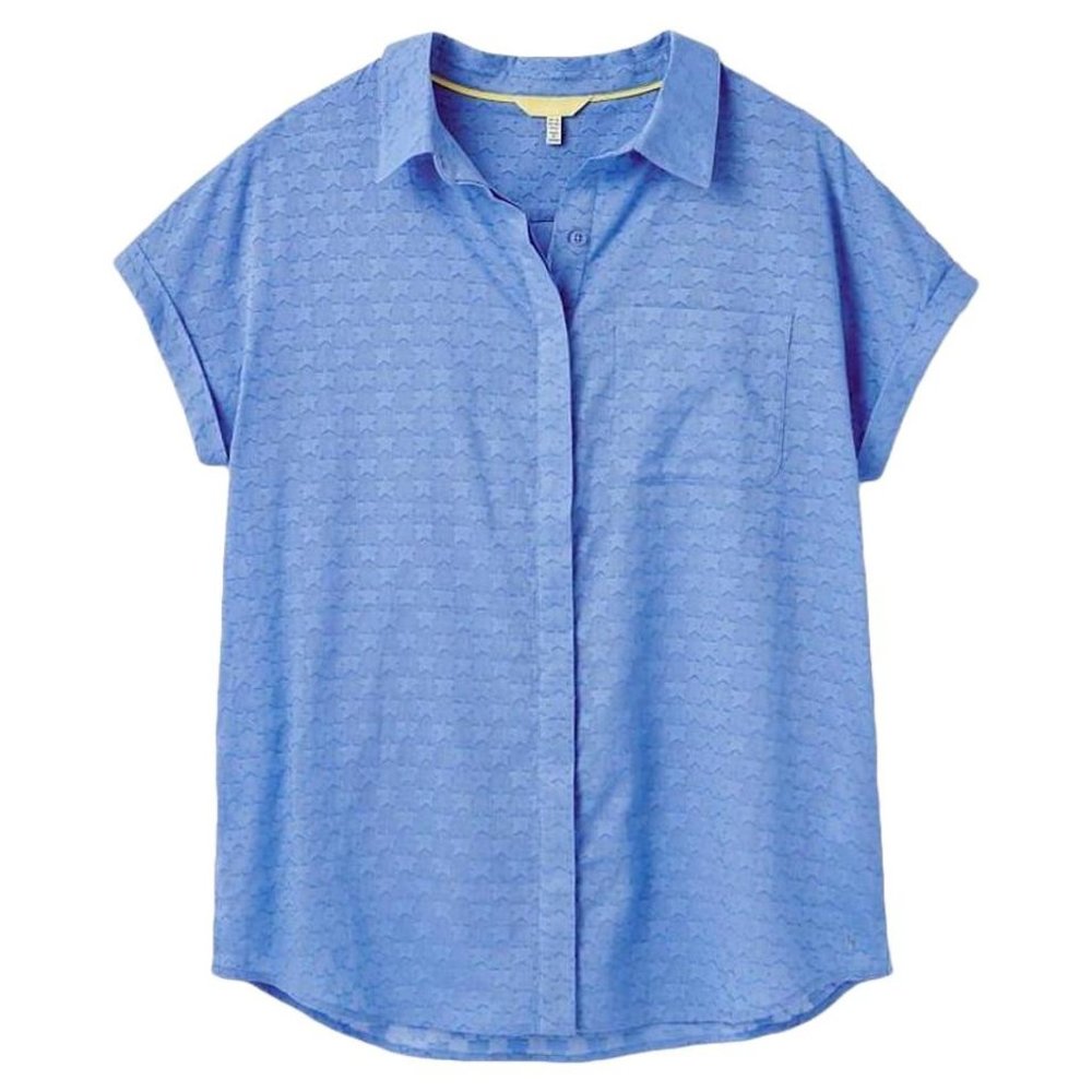 NWT Womens Size 4 Joules Blue Dela Texture Sleeveless Button Through Shirt NEW